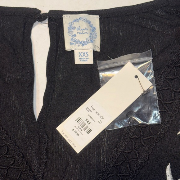 Blue Rain mini-length "peasant" or "shift" style dress deep V-neckline XXS - Picture 5 of 7